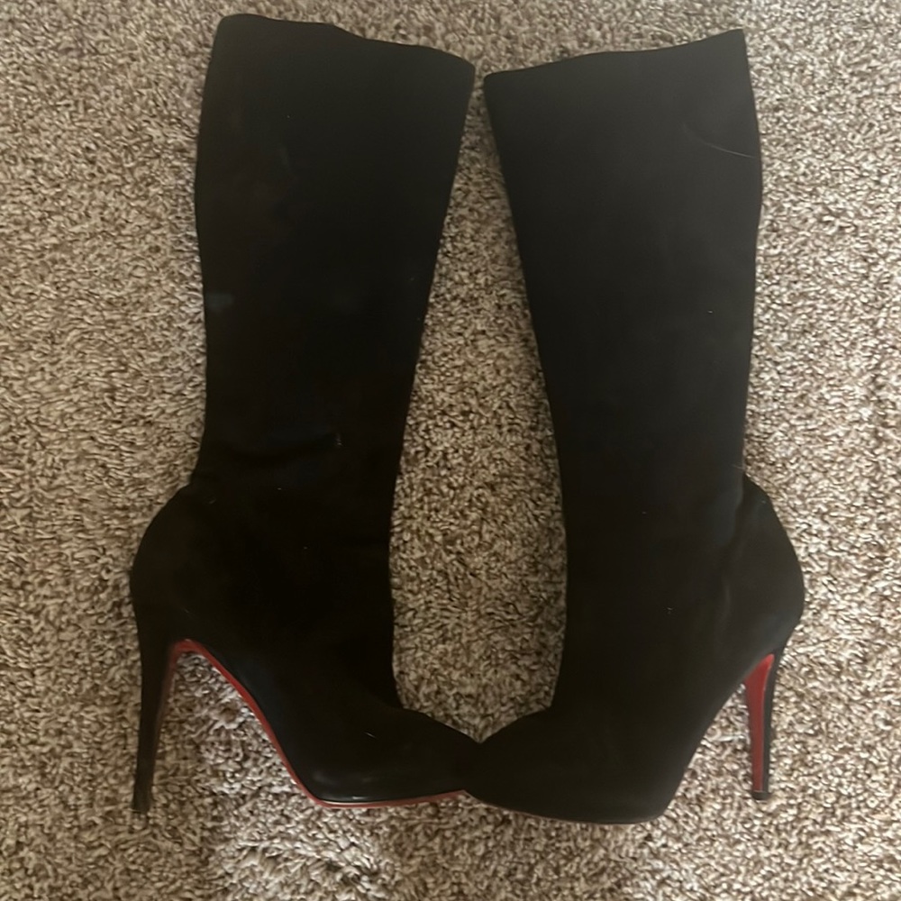 Christian Louboutin platform black suede boots, size 38